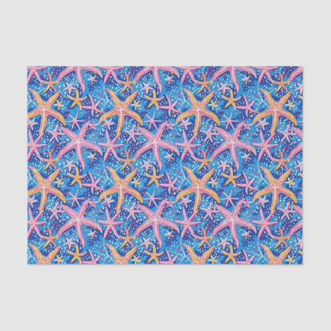 Papel De Seda Estrelas - Padrão Rosa e Azul - Decoupage (Frente )