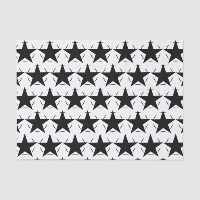 Papel De Seda Estrelas Pretas Brancas (Frente )