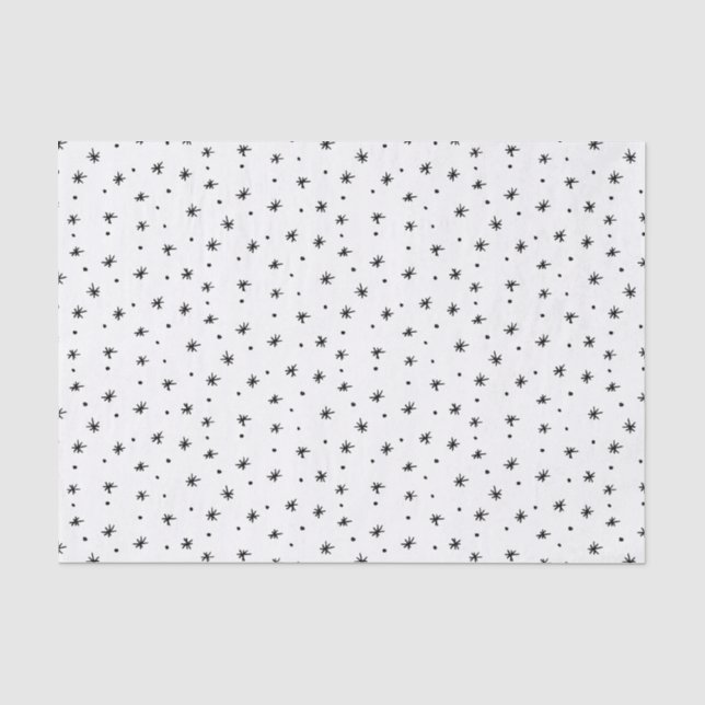 Papel De Seda Estrelas Simples Pretas e Brancas de Natal Minimiz (Frente )