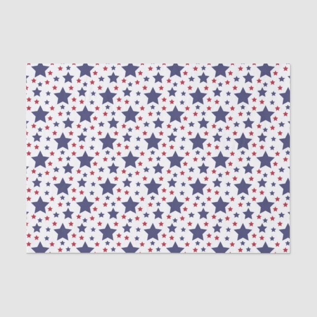 Papel De Seda Estrelas Vermelhas Brancas E Azuis (Frente )