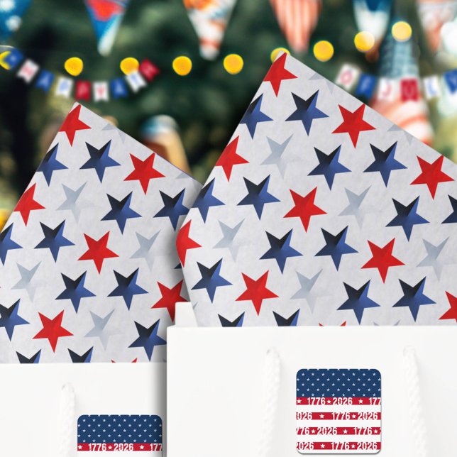 Papel De Seda Estrelas Vermelhas Brancas e Azuis da América (Criador carregado)