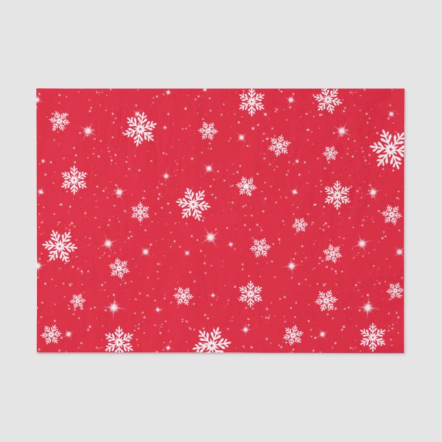 Papel De Seda Estrelas Vermelhas do Natal Padrão de Flocos de Ne (Frente )