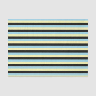 Papel De Seda Estrias de cor amarela clara, preta e azul pastel