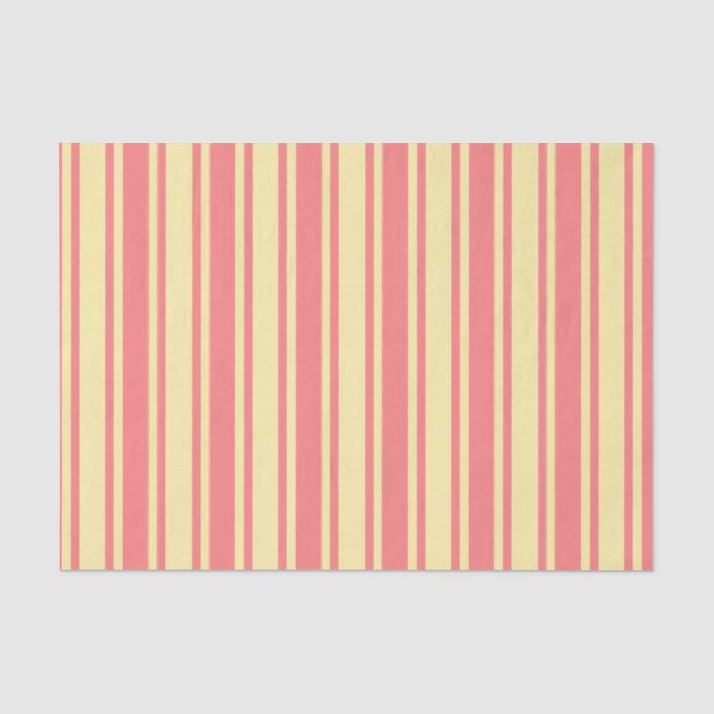 Papel De Seda Estrias de coral e de doces amarelos (Frente )
