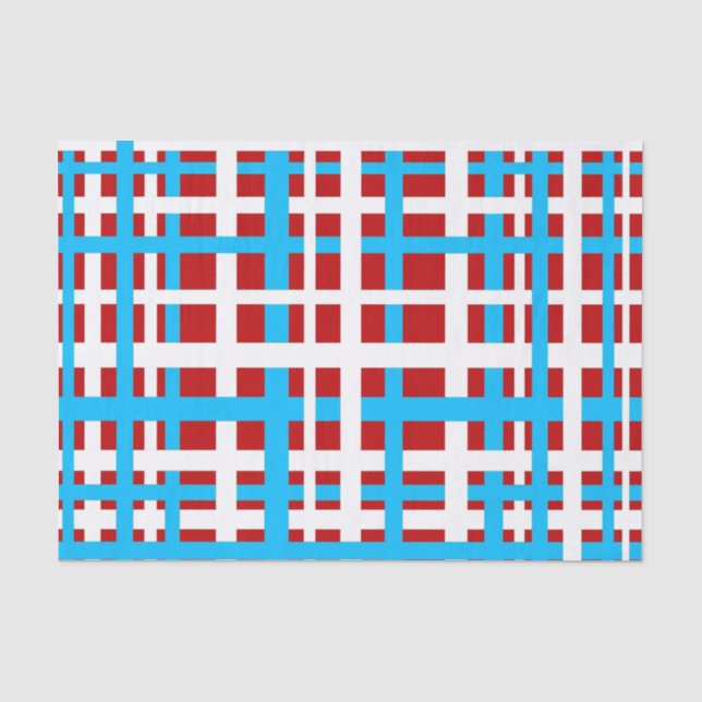 Papel De Seda Estrias de entrelaçamento Vermelho Branco Azul Cla (Frente )