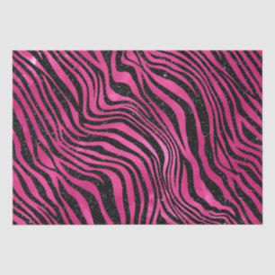 Papel De Seda Estrias de Tigre, Rosa-Quente e Negra, Elegantes