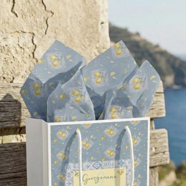 Papel De Seda Estúdio Amalfi Pomar Costeiro Azul Ventilado (Criador carregado)