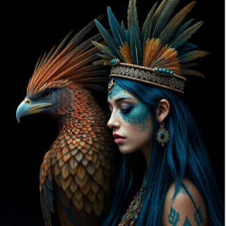Papel De Seda Ethereal Native girl with pretty bird