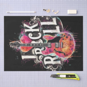 Papel De Seda Eu Adoro Rock N Roll Desoupage de Violão Elétrico