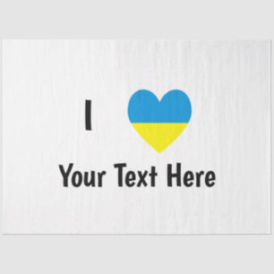 Papel De Seda Eu Amo (Coração Bandeira Ucraniana) Texto Personal