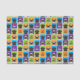 Papel De Seda Eu amo o envoltório do tecido dos quadrados da cor