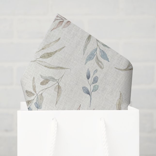 Papel De Seda Eucalipto em Aquarela Suave (Sacola de presentes)