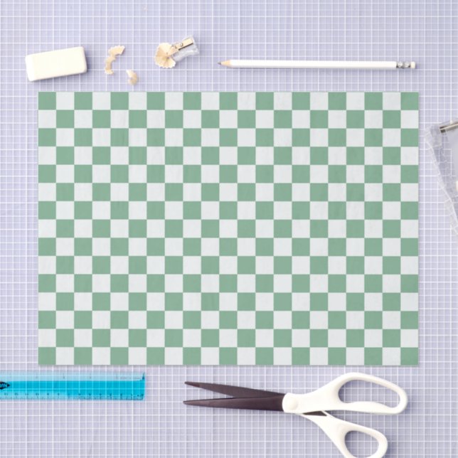 Papel De Seda Eucalyptus mist checkerboard pattern (Arte )