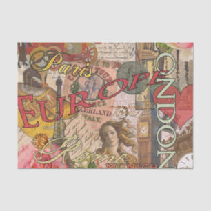 Papel De Seda Europa Viagem Vintage Europa Paris França Art