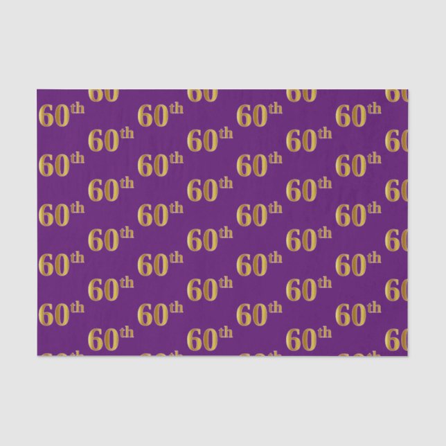 Papel De Seda Evento 60º (Sessenta), Dourado, Roxo (Frente )