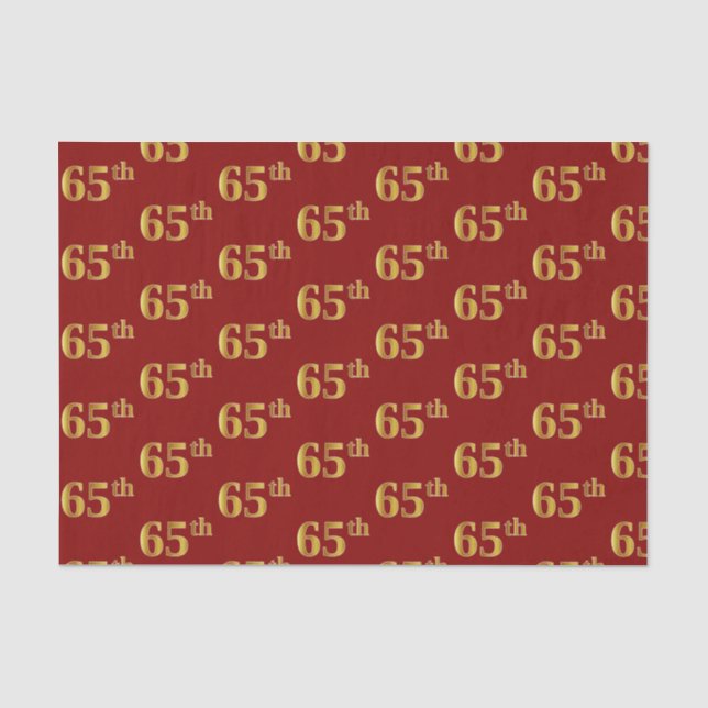 Papel De Seda Evento 65º (Sessenta e Cinco) Dourado vermelho, Fa (Frente )