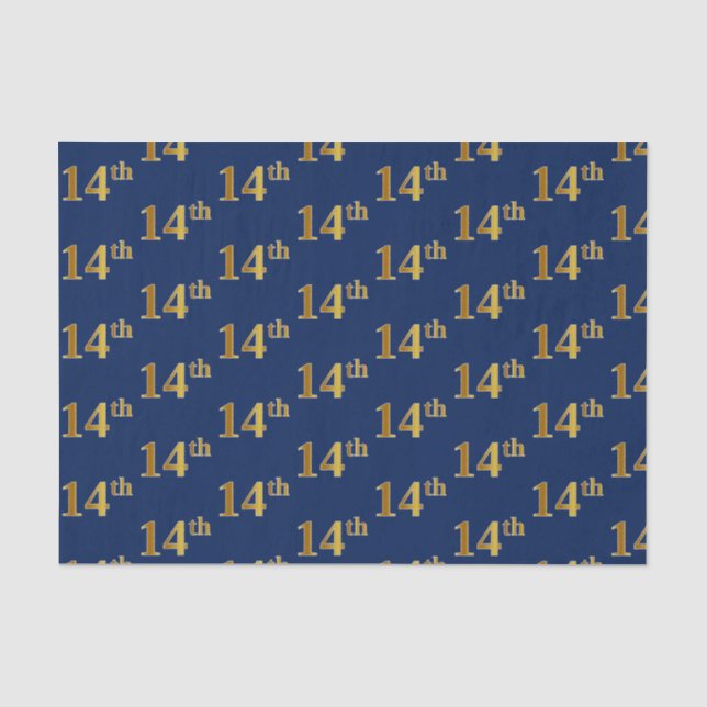 Papel De Seda Evento Azul, Faux Dourado 14 (Décimo Quarto) (Frente )