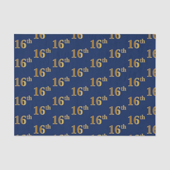 Papel De Seda Evento Azul, Faux Dourado 16º (Décimo Sexto) (Frente )