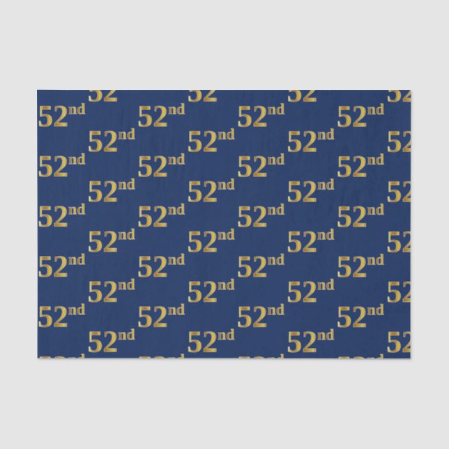 Papel De Seda Evento Azul, Faux Dourado 52º (52º) (Frente )