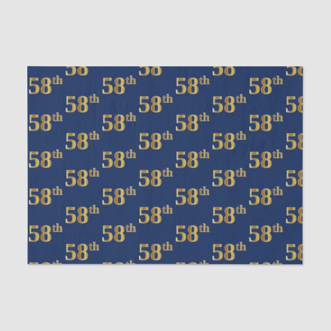 Papel De Seda Evento Azul, Faux Dourado 58º (58º) (Frente )