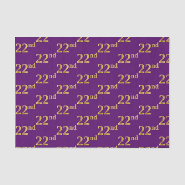 Papel De Seda Evento Dourado 22º (22º) Roxo, Faux (Frente )