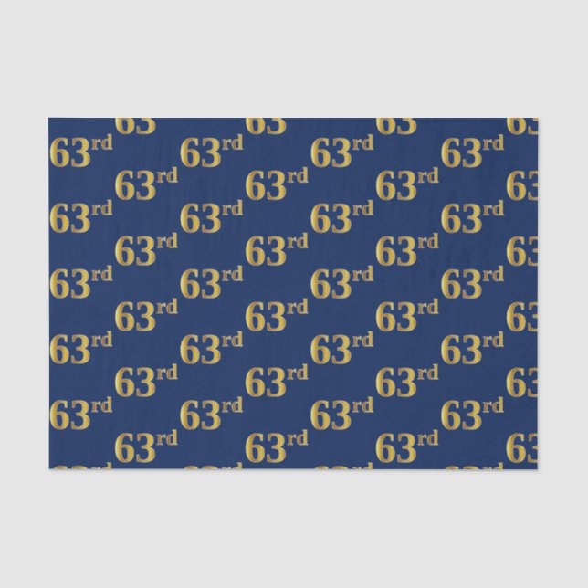 Papel De Seda Evento Dourado 63º (Sessenta e Três) Azul (Frente )