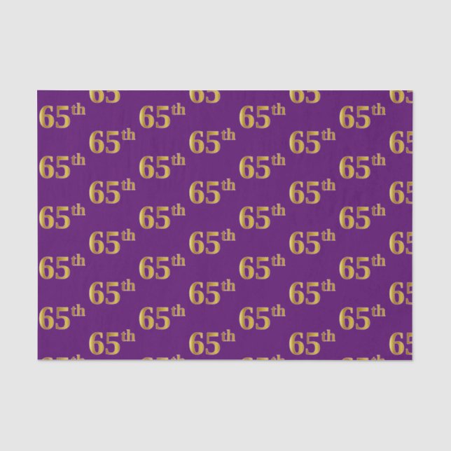 Papel De Seda Evento Dourado 65º (Sessenta e cinco), Roxo (Frente )