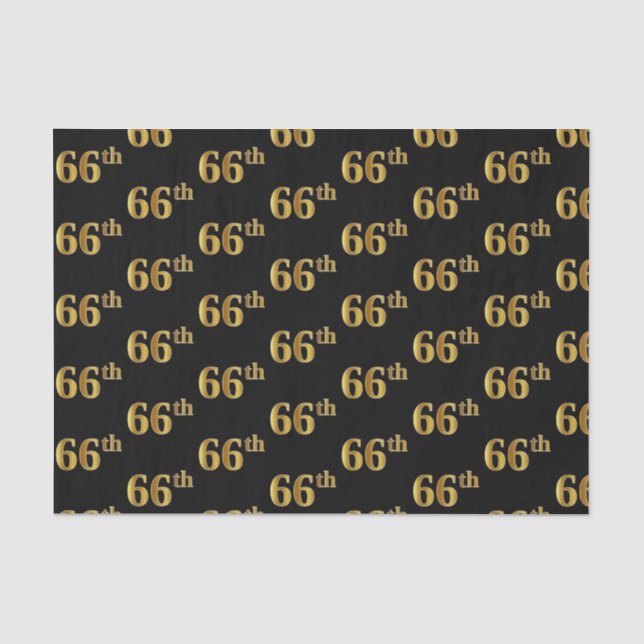 Papel De Seda Evento Dourado 66º (Sessenta e seis) preto (Frente )