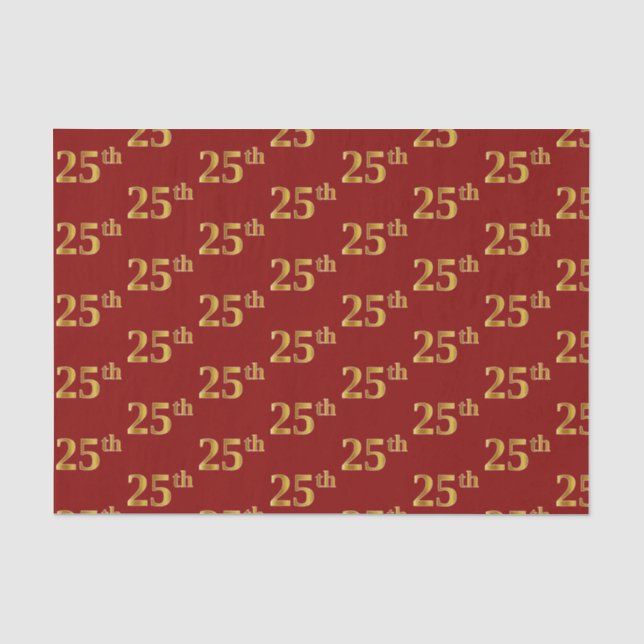Papel De Seda Evento Dourado de 25 (25/5) Vermelho (Frente )