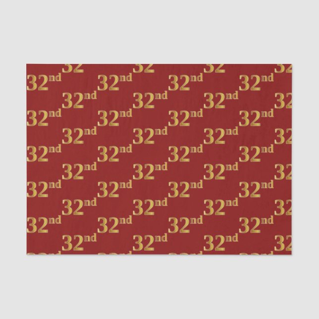 Papel De Seda Evento vermelho, Faux Dourado 32º (32º) (Frente )