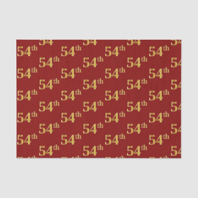 Papel De Seda Evento Vermelho, Faux Dourado 54º (54º) (Frente )