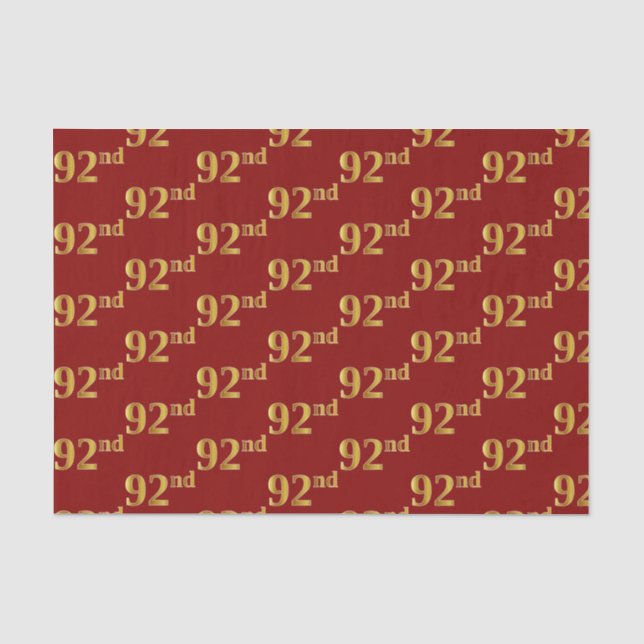 Papel De Seda Evento Vermelho, Faux Dourado 92º (Noventa-Segundo (Frente )
