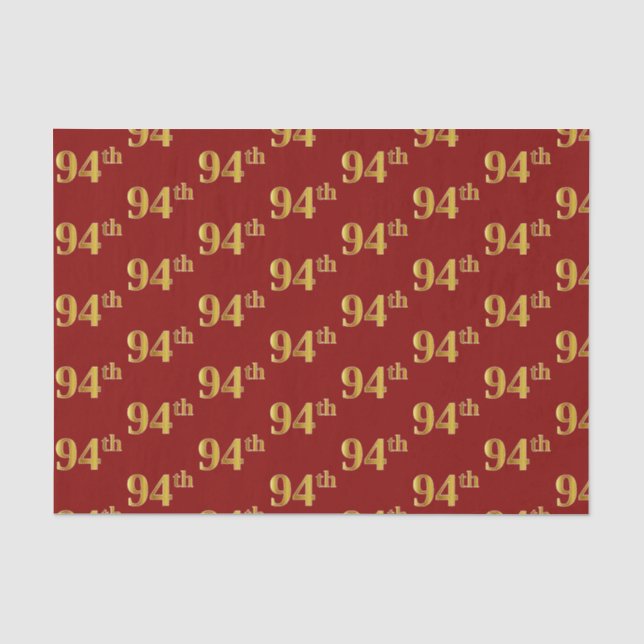 Papel De Seda Evento vermelho, Faux Dourado 94º (94º) (Frente )