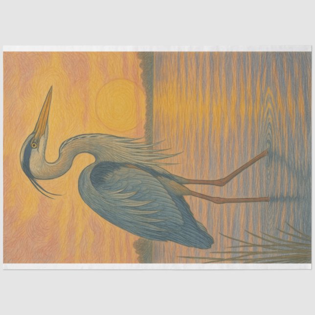 Papel De Seda Excelente Blue Heron Lake (Frente )