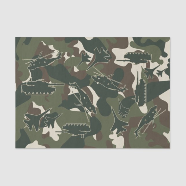 Papel De Seda Exército Militar Camo Tanque Helicopter Jet Gift (Frente )