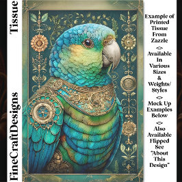 Papel De Seda Exotic Steampunk Blue Green Parrot DX7R Decoupage