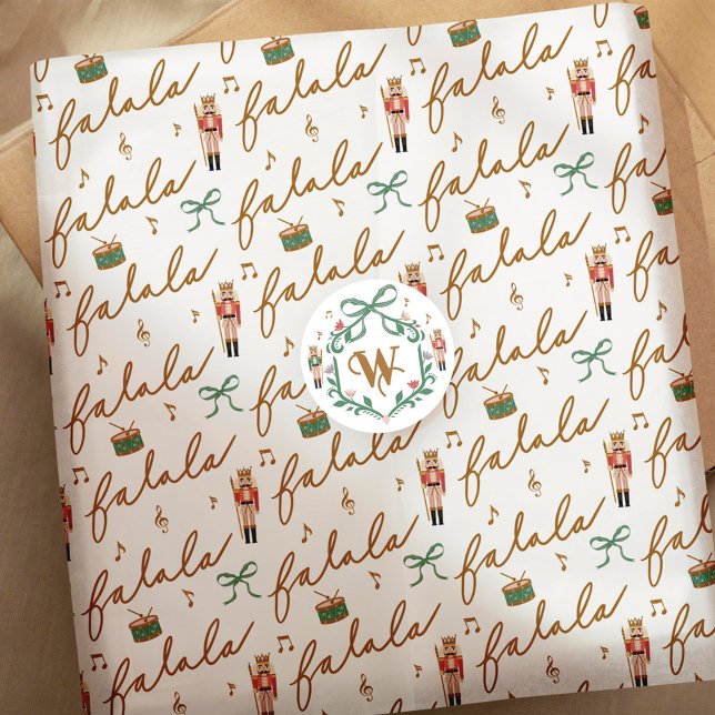 Papel De Seda Fa La Girly Christmas Nutcracker Arco Music (Fa La La Girly Christmas Nutcracker Bow Music Tissue Paper)