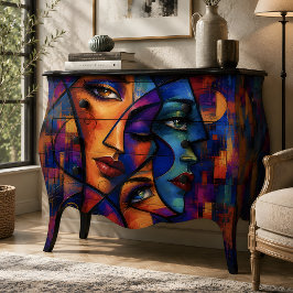 Papel De Seda Faces Abstratas Cubistas Radiantes Decoupage