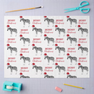 Papel De Seda Fácil de Zebra Natal com Papai Noel