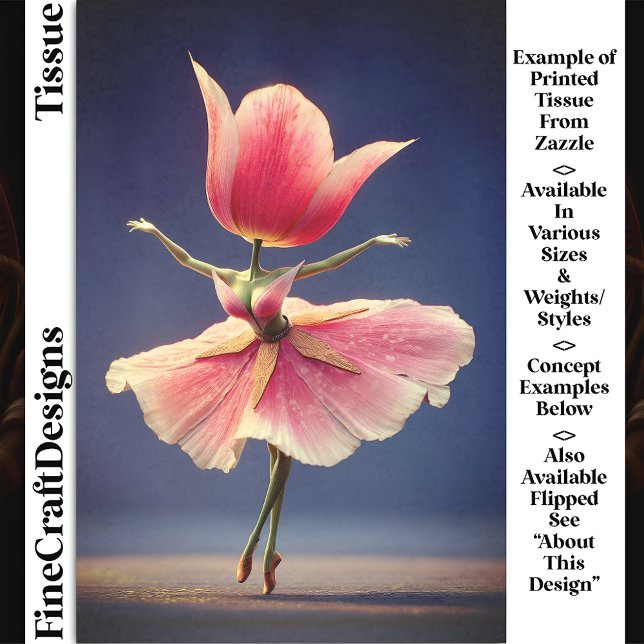 Papel De Seda Fada Bailarina Flor de Tulipa Rosa DJ7LF Decoupage (Criador carregado)