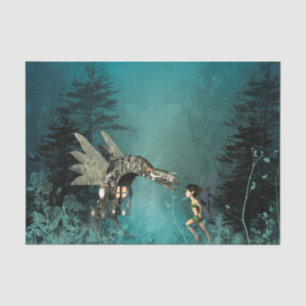 Papel De Seda Fada bonito com dragão do vapor