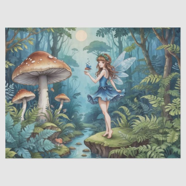 Papel De Seda Fada Cogumelo Encantadora (Frente )