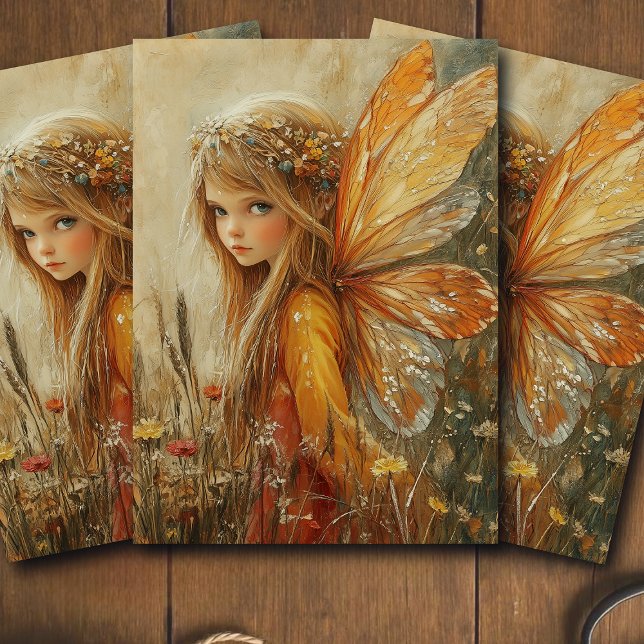 Papel De Seda Fada da Floresta Fantasia com Decoupage de Flores  (Criador carregado)