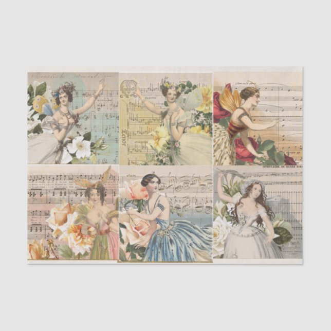 Papel De Seda Fada Dancer Collsheet Music Decoupage Tecido (Frente )