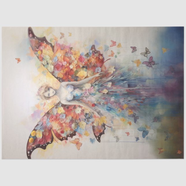 Papel De Seda Fada de Borboleta Negra (Frente )