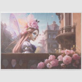 Papel De Seda Fada De Flores De Aquarela Rosa Francês