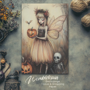 Papel De Seda Fada de Halloween venenosa com abóbora e esqueleto
