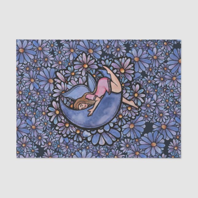 Papel De Seda Fada De Lua De Flor Roxo (Frente )