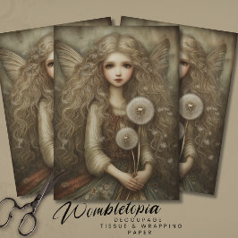 Papel De Seda Fada Encantadora com Dandelions Arte Fantasia