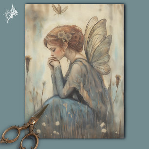 Papel De Seda Fada Mágica em Um Azul e Cerco Amarelados